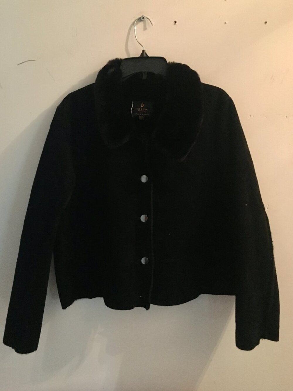 Jade and Ivory Coat with Faux Fur Collar Relaxed Fit Size XL NWT
